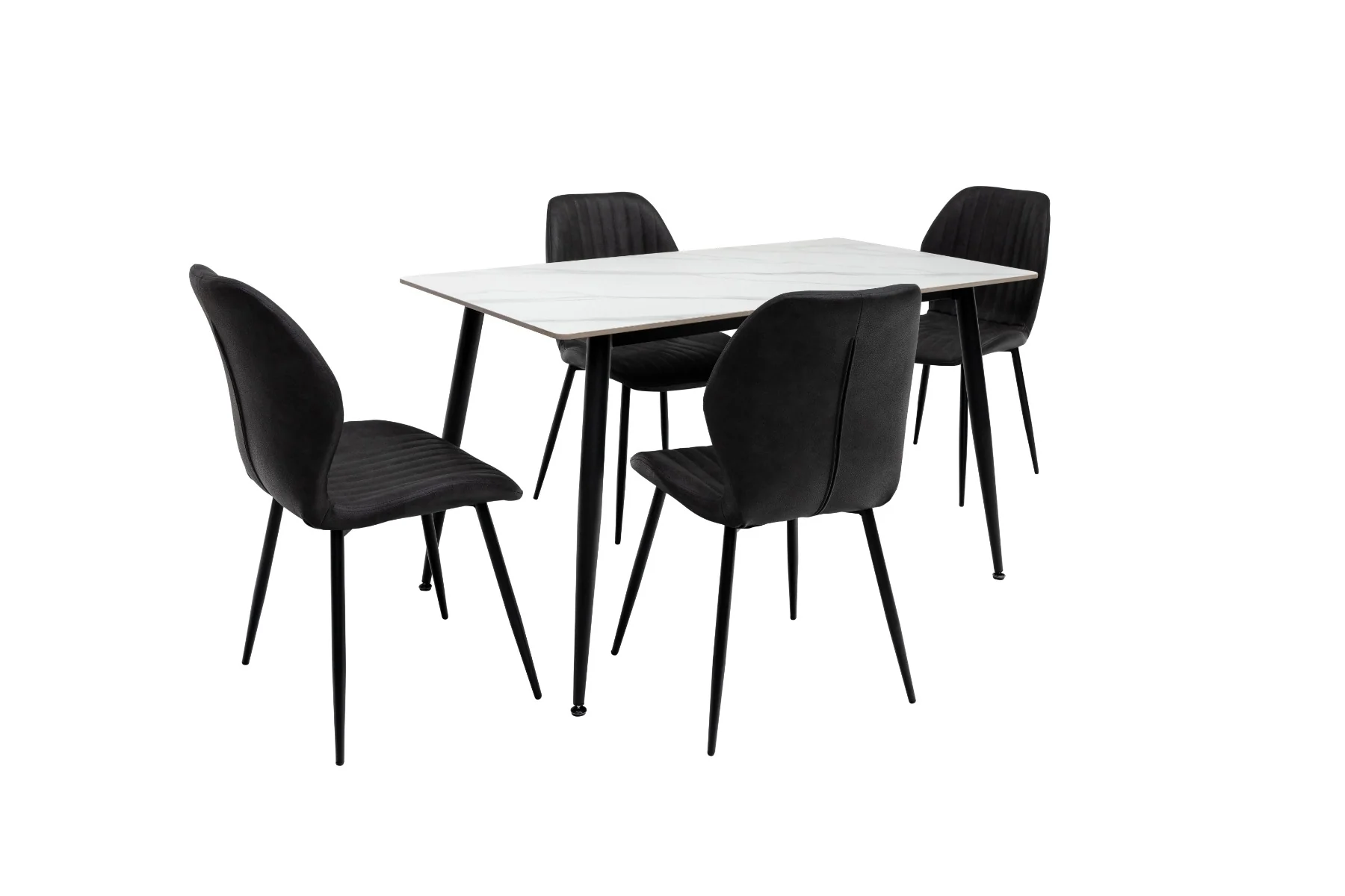 Riga 1.6m Dining Table – Snow White with Black Legs, Modern Elegance - Image 3