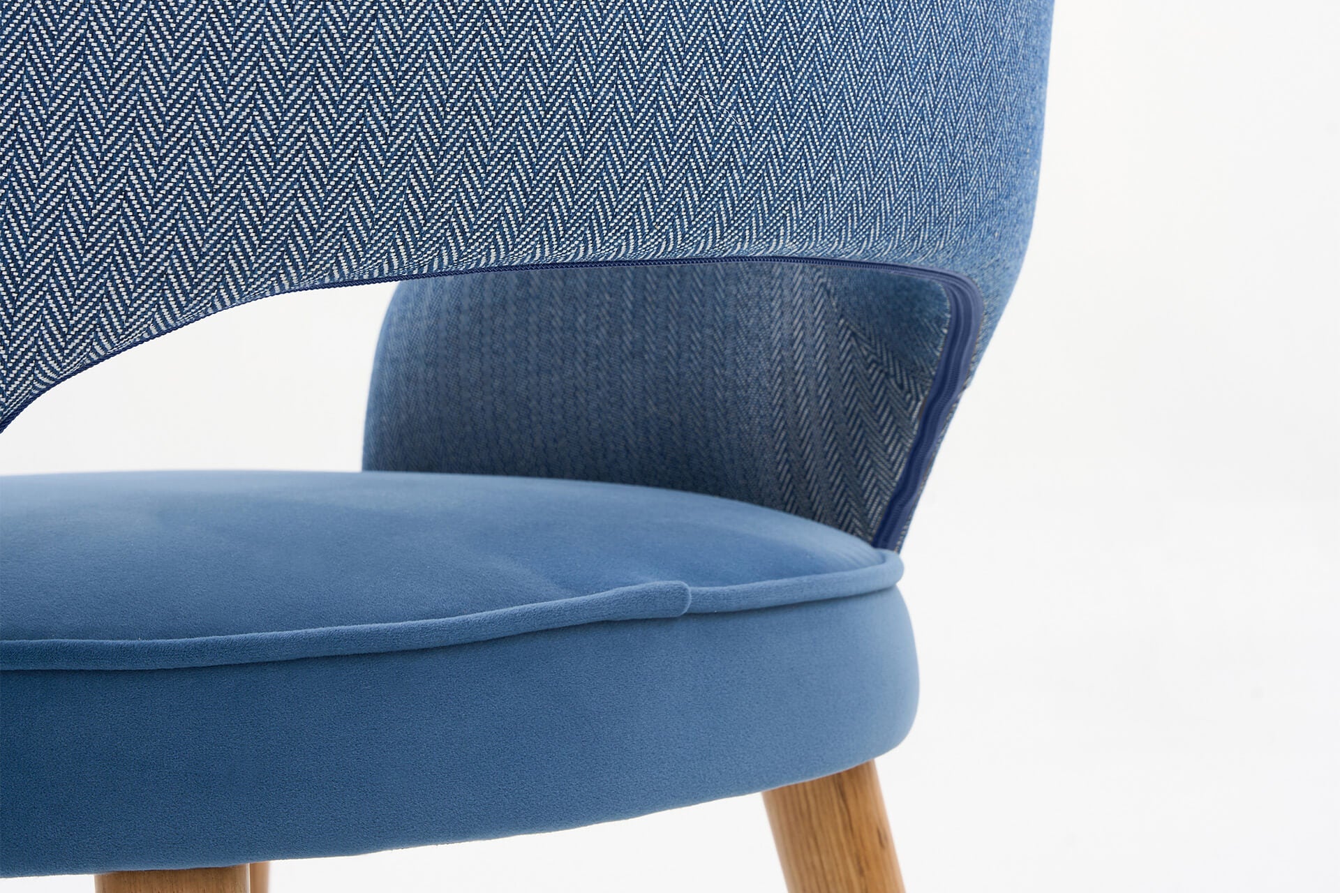 Ripley Dining Chair – Blue Two-Tone Upholstery with Solid Oak Legs - Image 6