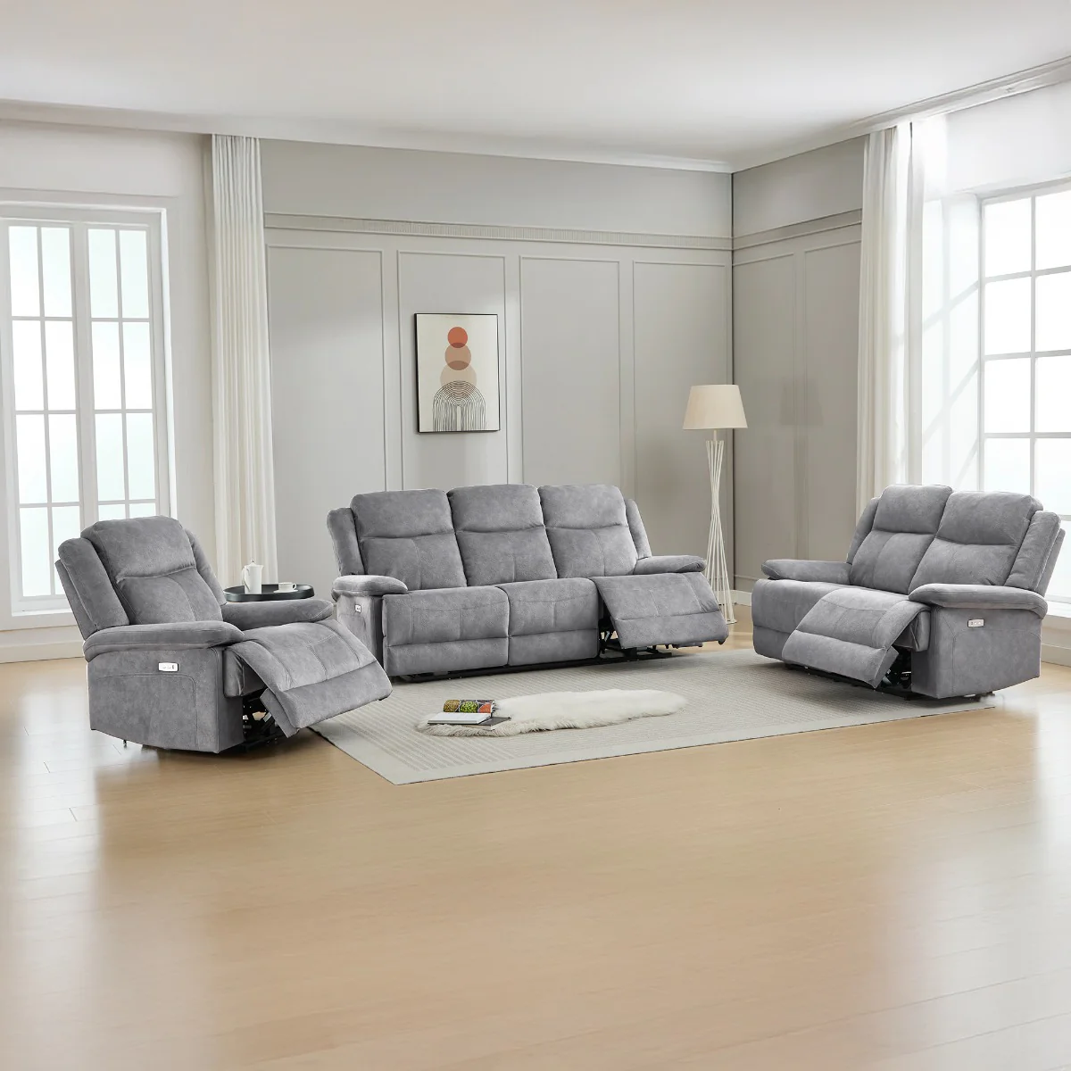 Rockport 3+1+1 Suite Dusk – Soft Touch Fabric with USB Port (Electric)