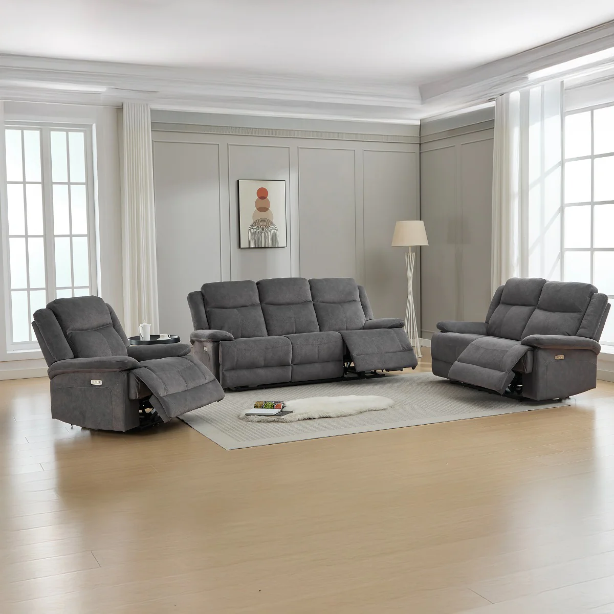 Rockport 3+1+1 Suite Storm – Soft Touch Fabric with USB Port (Electric)