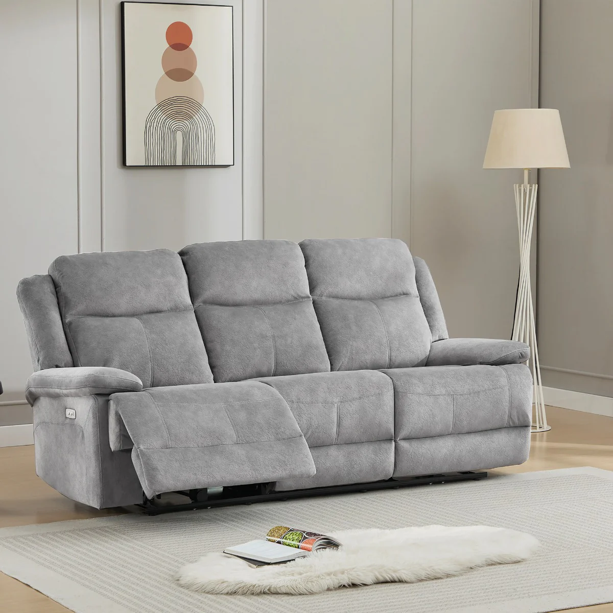 Rockport 3 Seater Electric Recliner – Dusk Soft Touch Fabric with USB Port