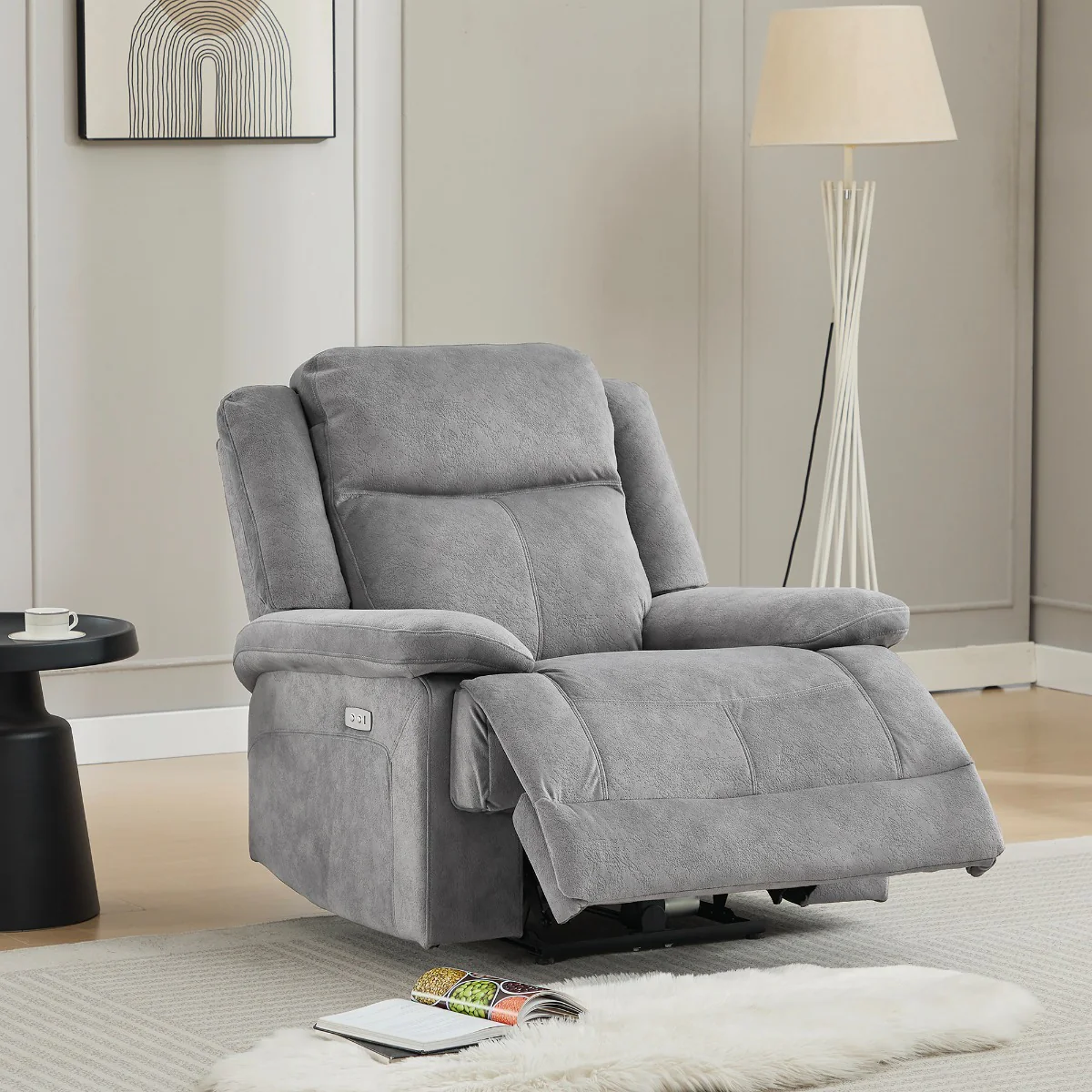 Rockport Electric Recliner Chair – Dusk Soft Touch Fabric with USB Port