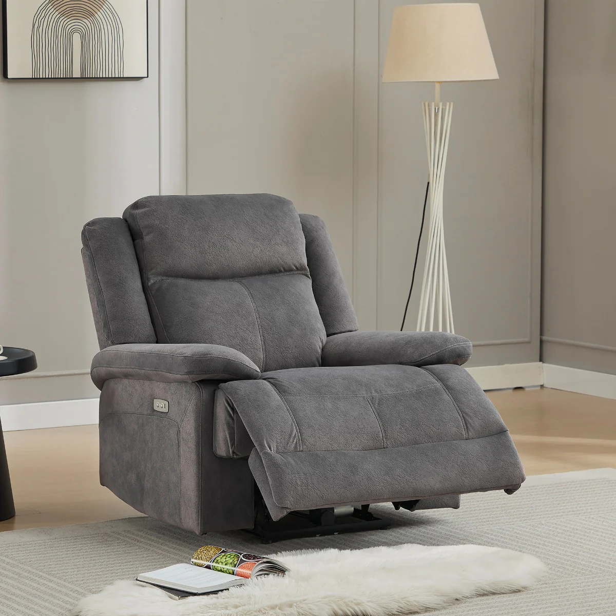 Rockport Electric Recliner Chair – Storm Fabric with USB Port