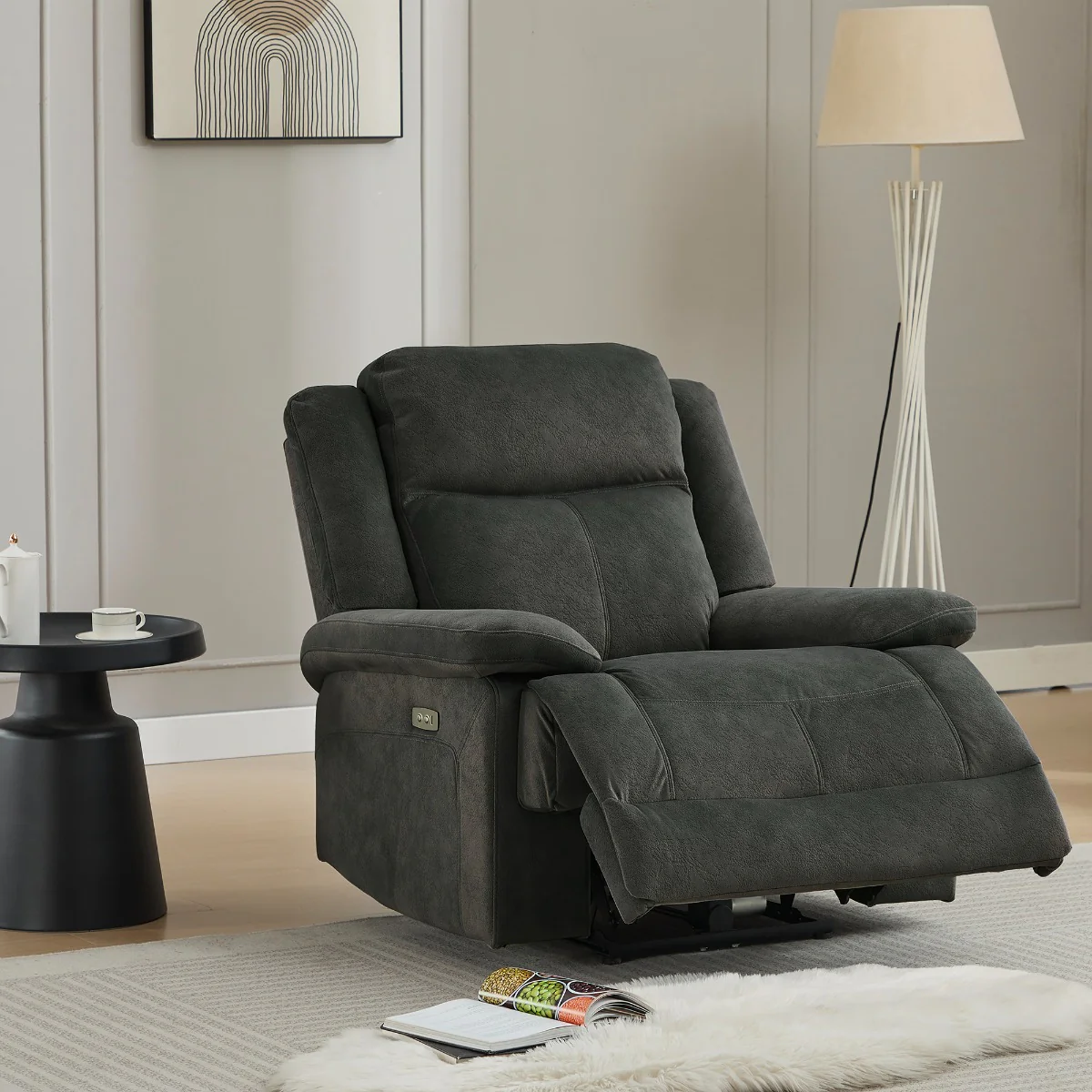 Rockport Electric Recliner Chair – Thunder Soft Touch Fabric with USB Port