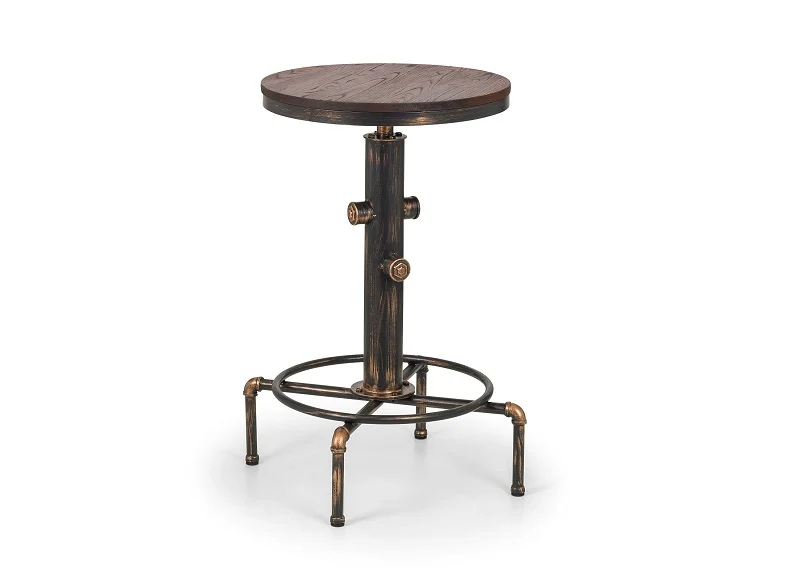 Rockport Pipework Bar Set – Rustic Elm Top with Brushed Copper Finish - Image 3
