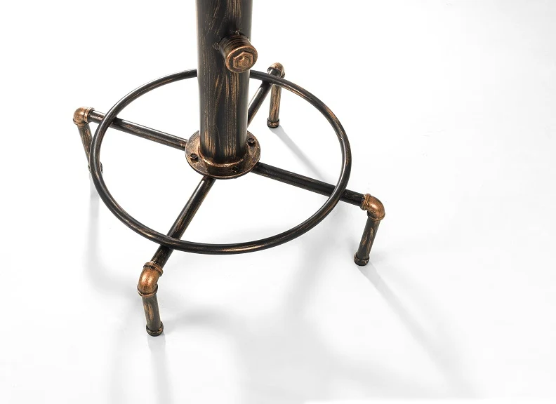 Rockport Pipework Bar Set – Rustic Elm Top with Brushed Copper Finish - Image 4