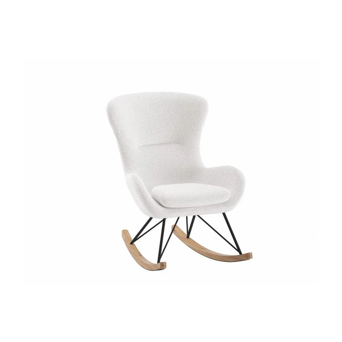 ROCKY Rocking Chair – White Boucle Fabric Ergonomic Design - Image 4
