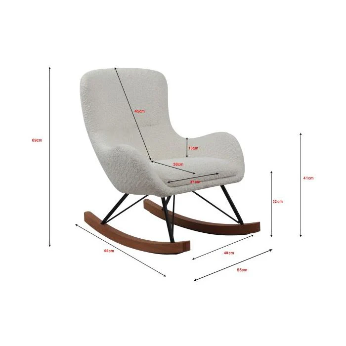 ROCKY Mini Rocking Chair – White Boucle Fabric - Image 3