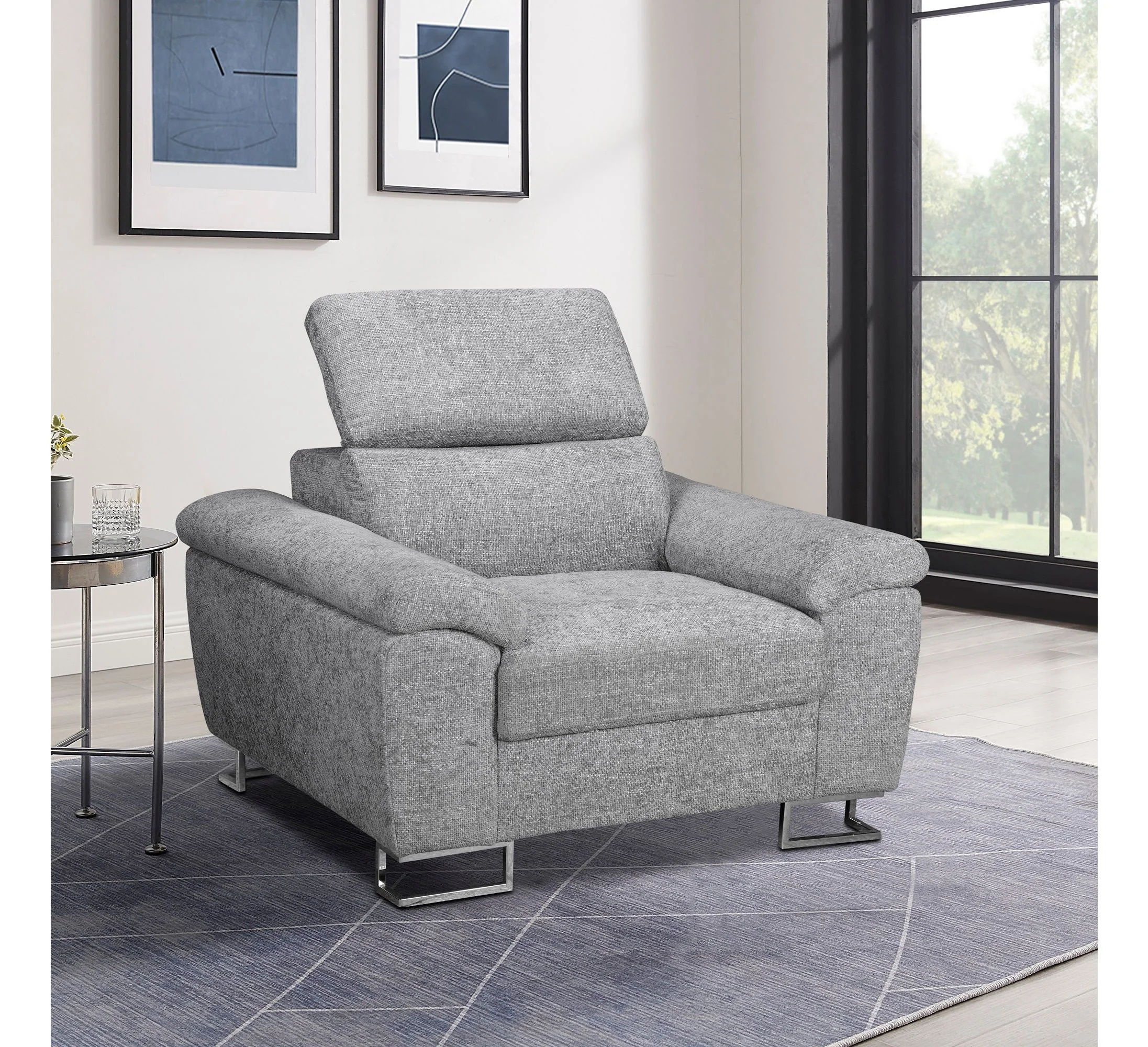 Roma One Seater – Linen Upholstery with Adjustable Headrest