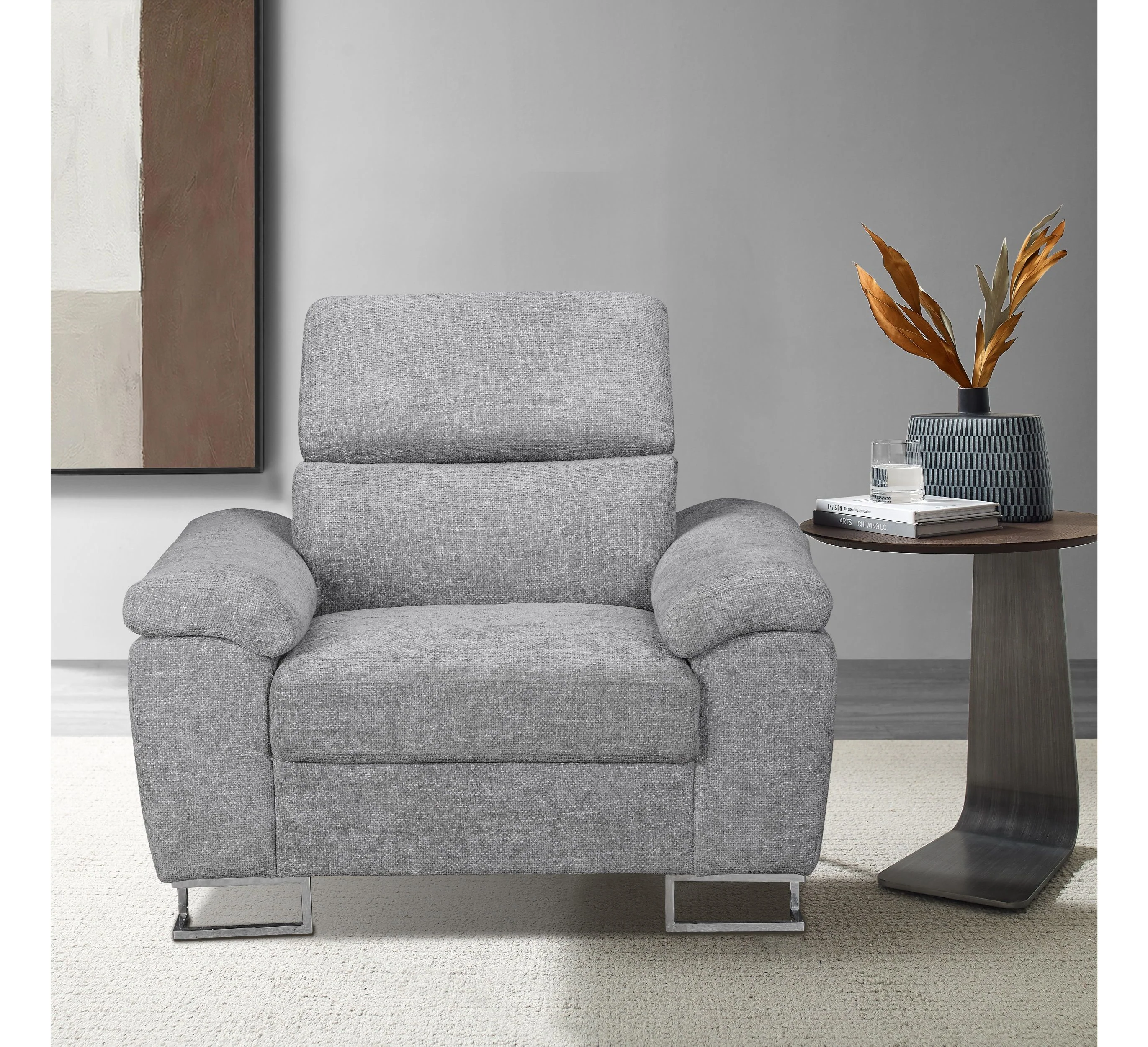 Roma One Seater – Linen Upholstery with Adjustable Headrest - Image 2