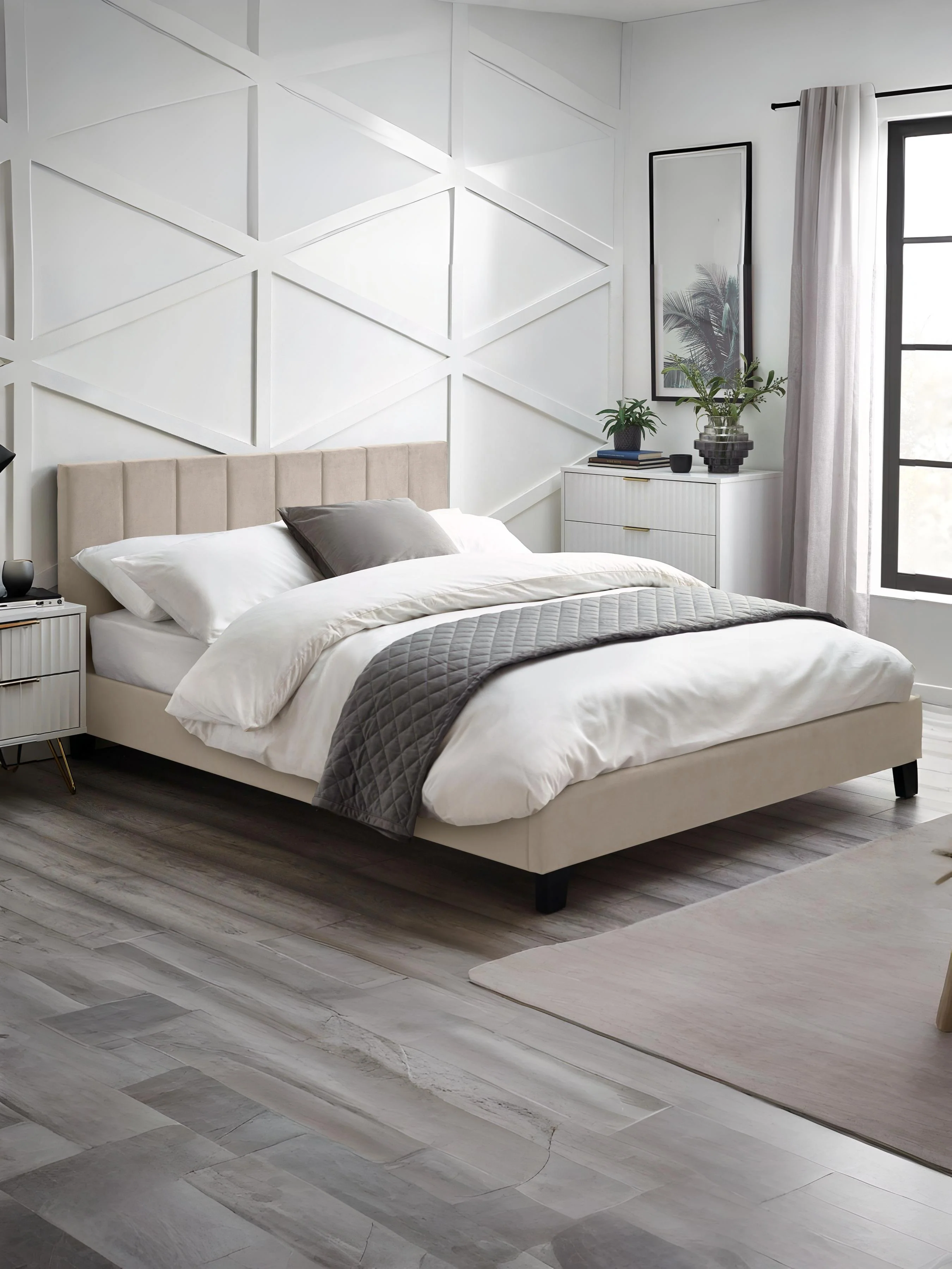Rosa Cream Velvet Upholstered 120cm Small Double Bed