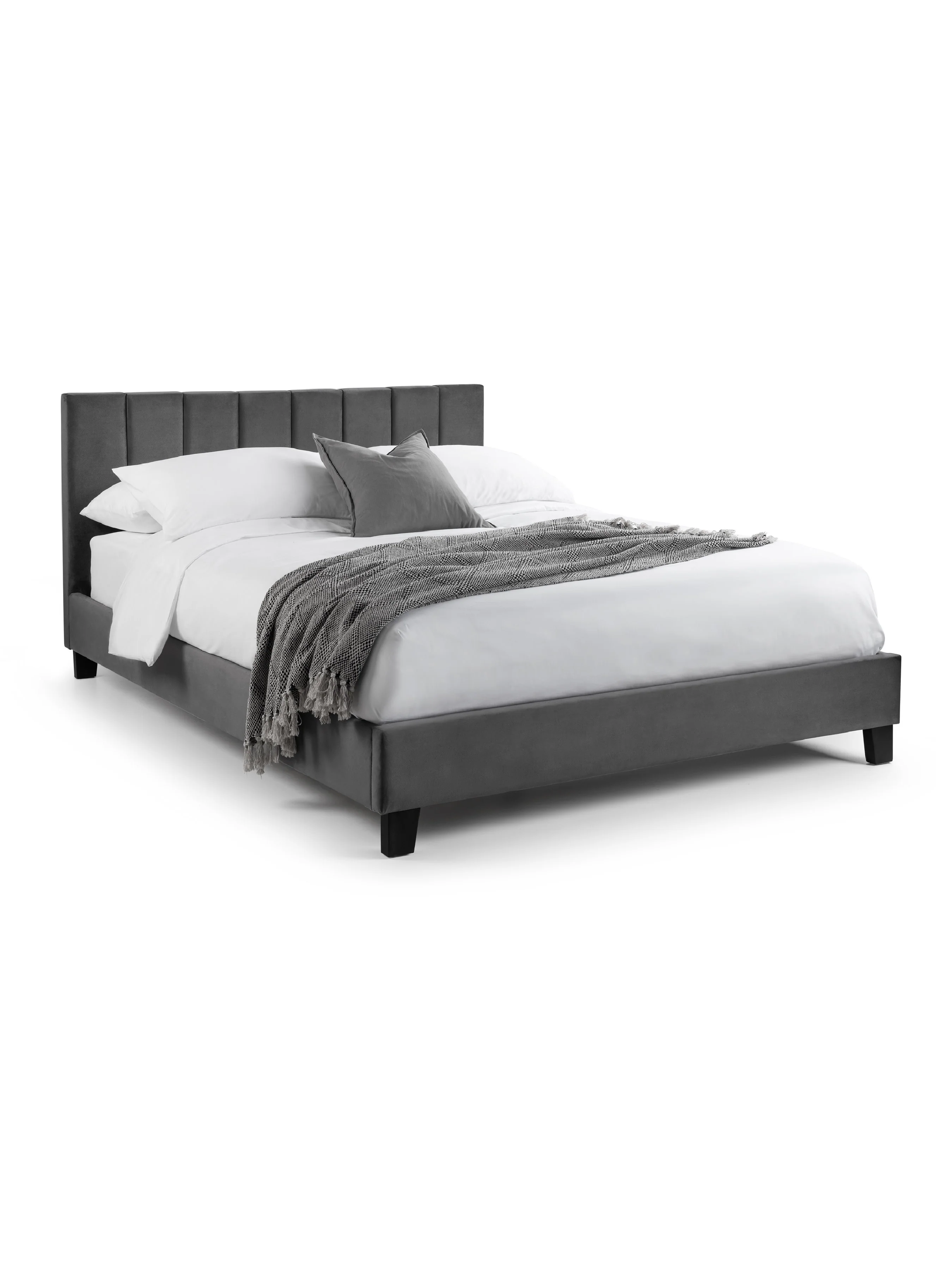 Rosa Grey Velvet Upholstered 120cm Small Double Bed - Image 2