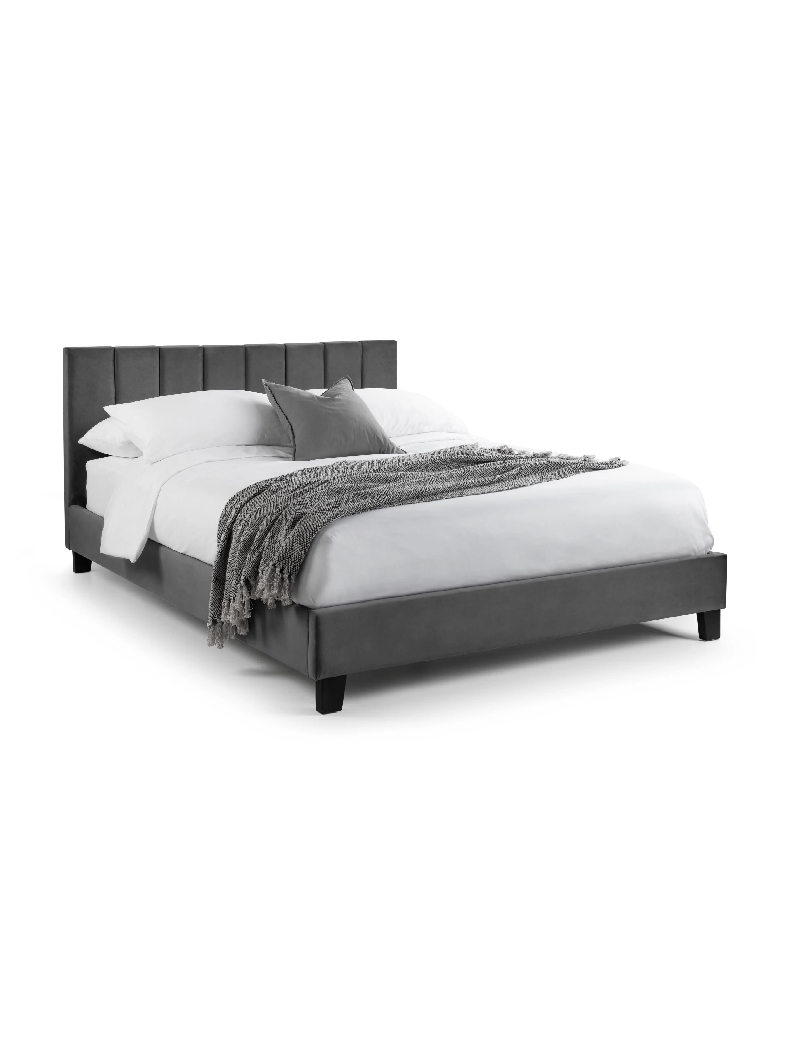 Rosa Grey Velvet Upholstered 150cm King Bed - Image 2