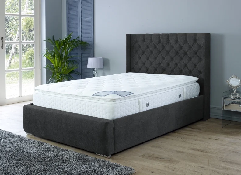 Rosalyn Velvet Bedframe – Upholstered in Naples Fabric with Optional Ottoman Storage