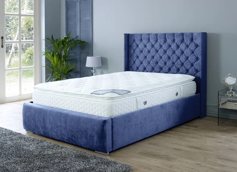 Rosalyn Velvet Bedframe – Upholstered in Naples Fabric with Optional Ottoman Storage - Image 65