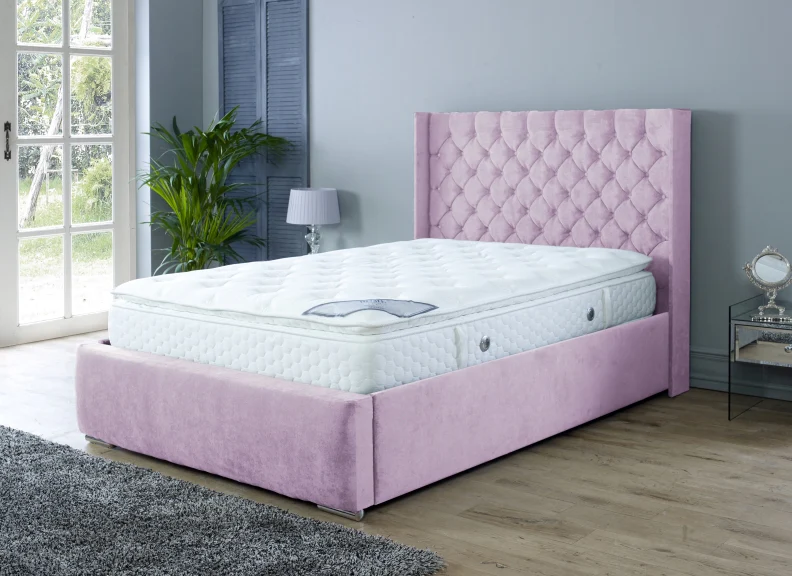 Rosalyn Velvet Bedframe – Upholstered in Naples Fabric with Optional Ottoman Storage - Image 68