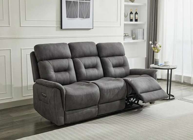 Rowan Powered 3PP Sofa – Grey Fabric with Reclining Feature