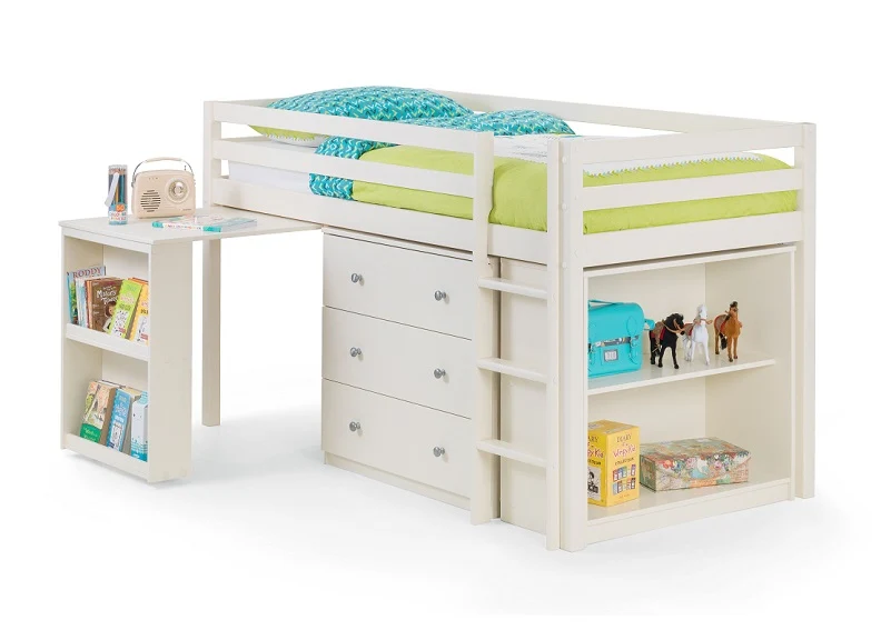 Roxy Sleep Station – Space-Saving Bed with Study Desk and Storage in Stone White - Image 3