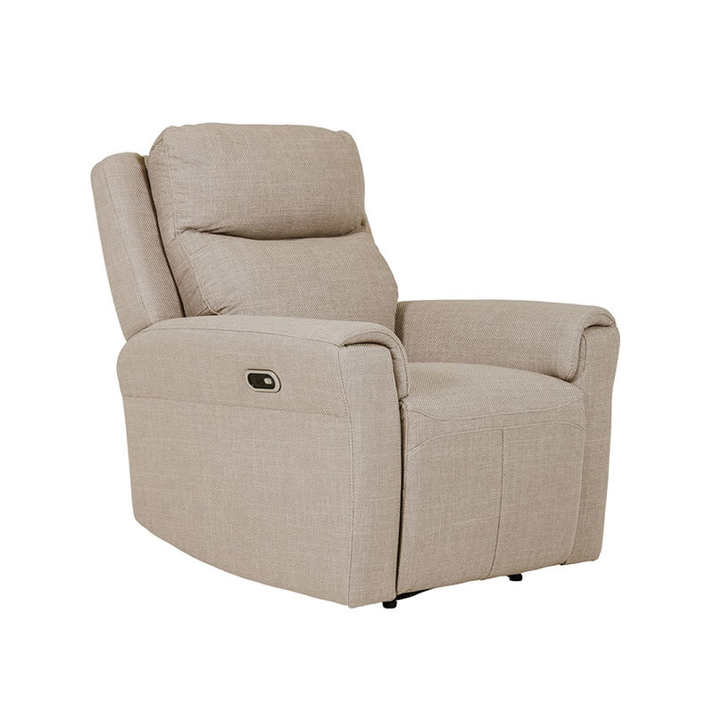 Russo 1 Seater Electric Recliner – Mushroom Fabric with USB Ports