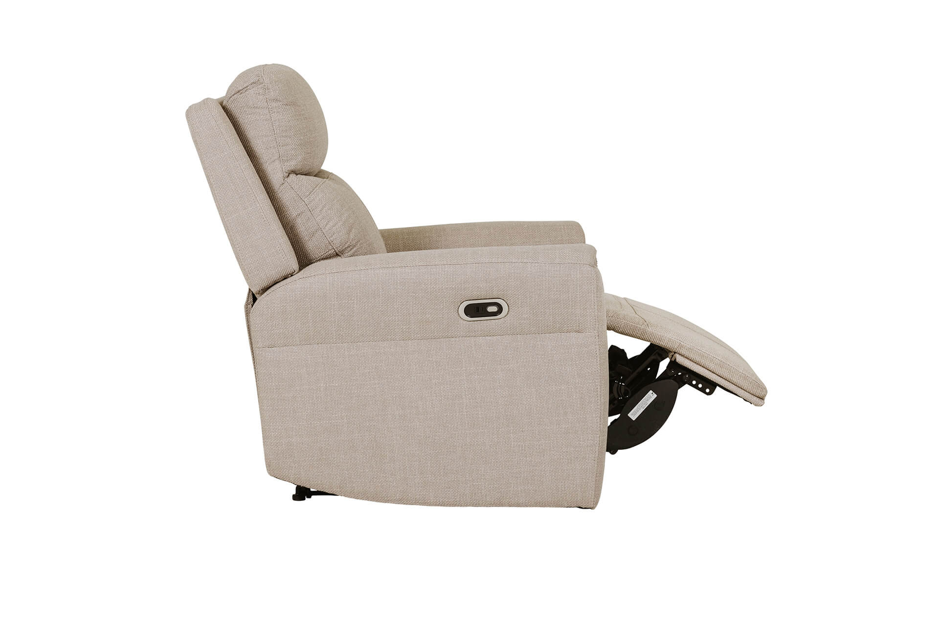 Russo 1 Seater Electric Recliner – Mushroom Fabric with USB Ports - Image 3
