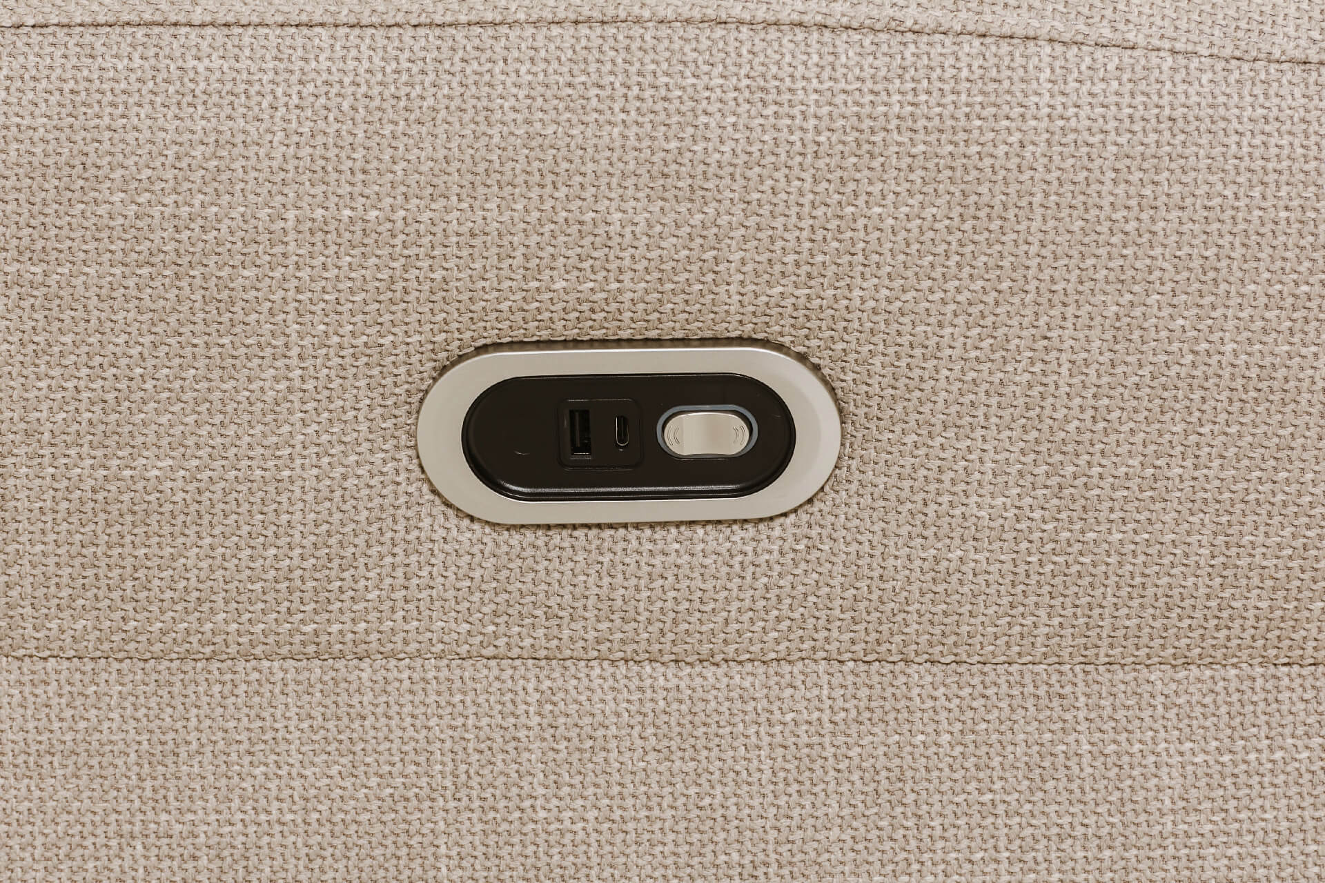 Russo 1 Seater Electric Recliner – Mushroom Fabric with USB Ports - Image 8