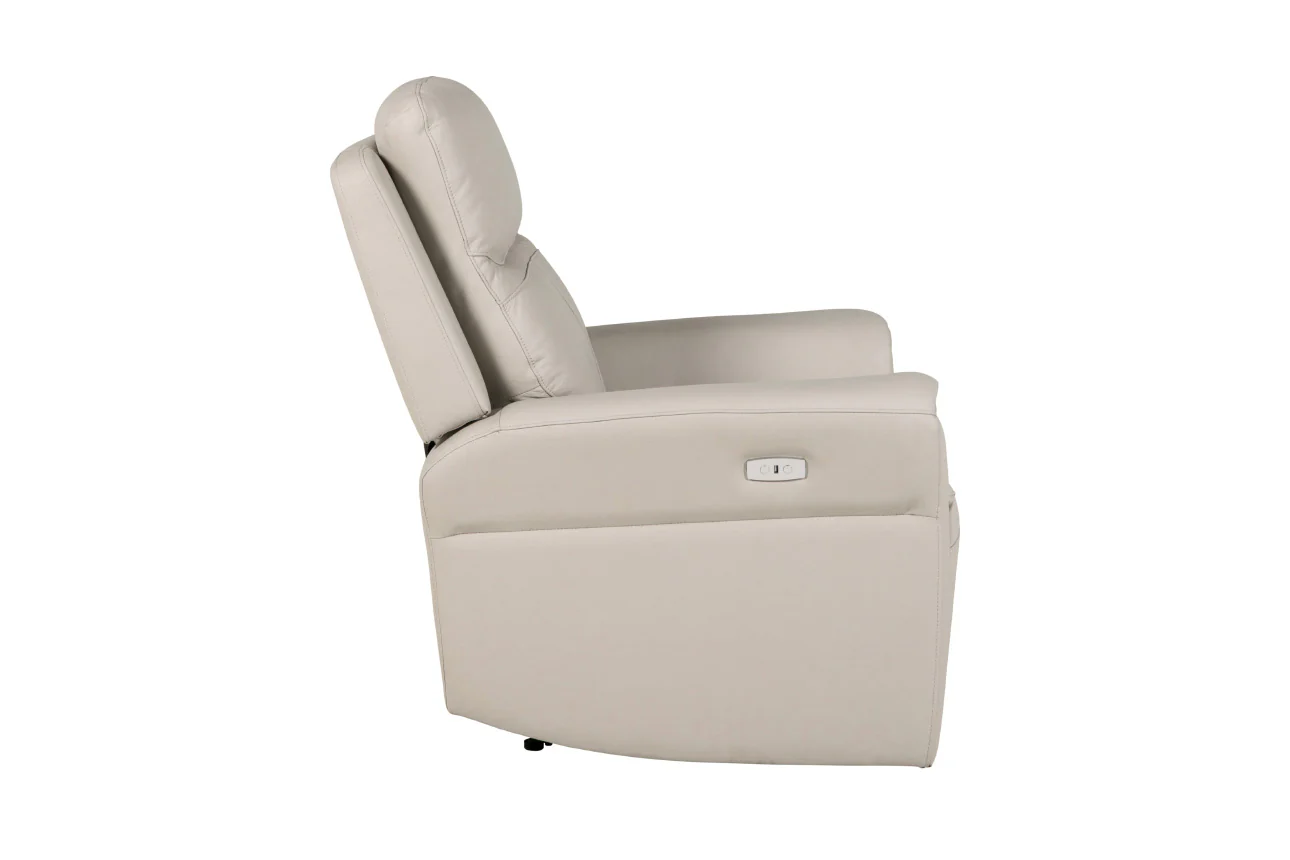 Russo 1 Seater Electric Recliner Chair – Stone with USB Ports - Image 2