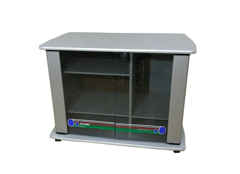 S36M Silver Glass TV Stand with Lockable Castor Wheels - Image 2