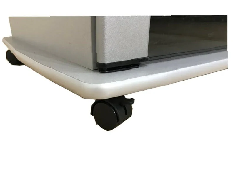 S36M Silver Glass TV Stand with Lockable Castor Wheels - Image 3