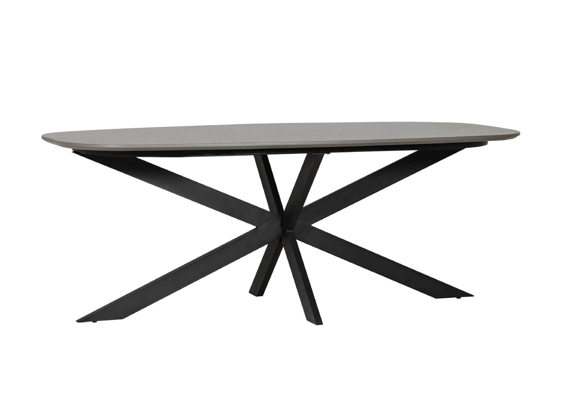 Sadia 160cm Oval Dining Table – Smoke Melamine Top with Metal Base - Image 7