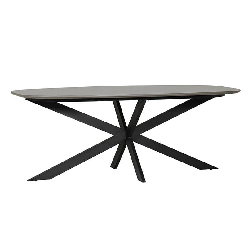Sadia 160cm Oval Dining Table – Smoke Melamine Top with Metal Base - Image 8