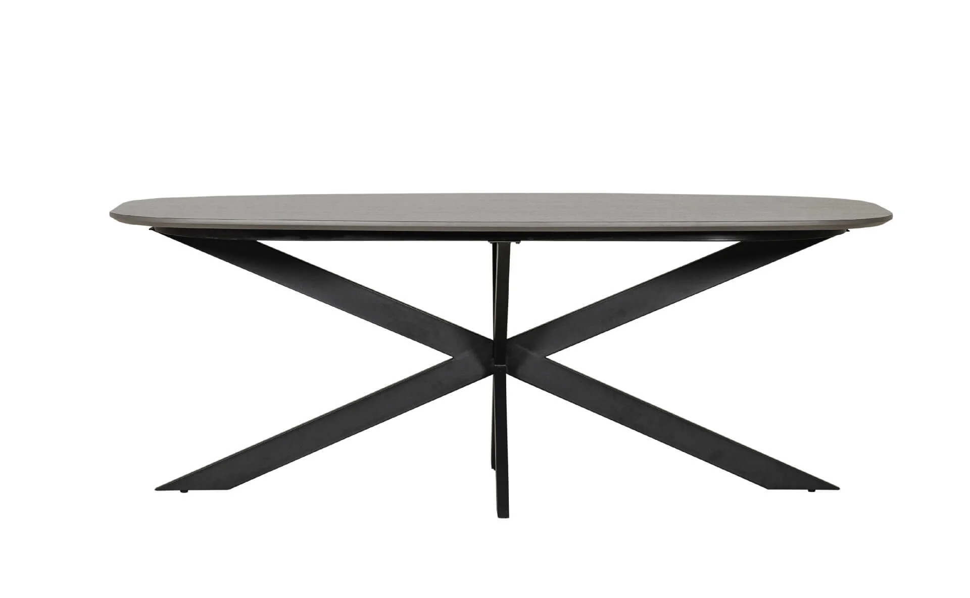 Sadia 2000 Oval Dining Table – Smoke Melamine Top with Black Metal Base - Image 4