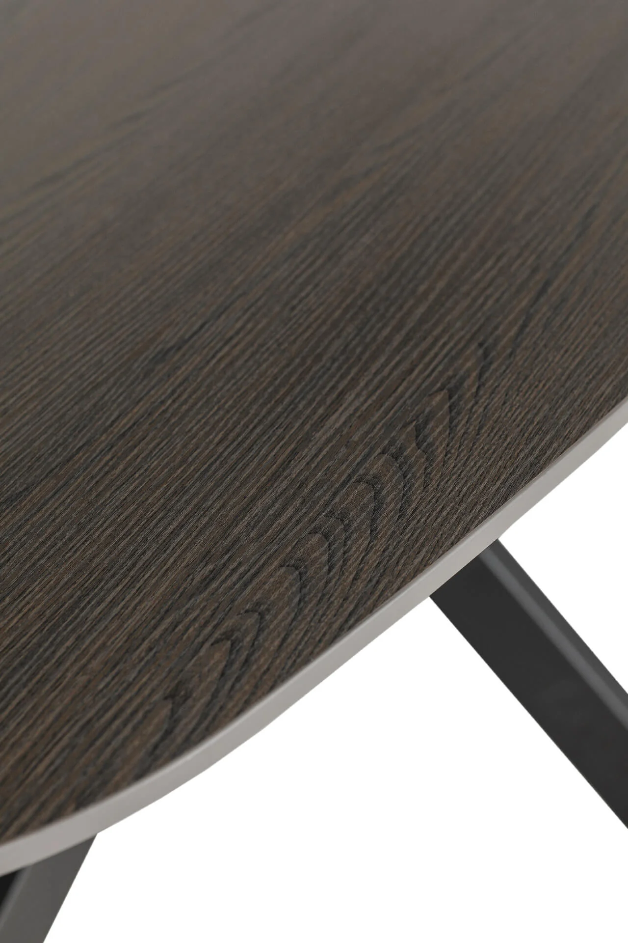 Sadia 2000 Oval Dining Table – Smoke Melamine Top with Black Metal Base - Image 7