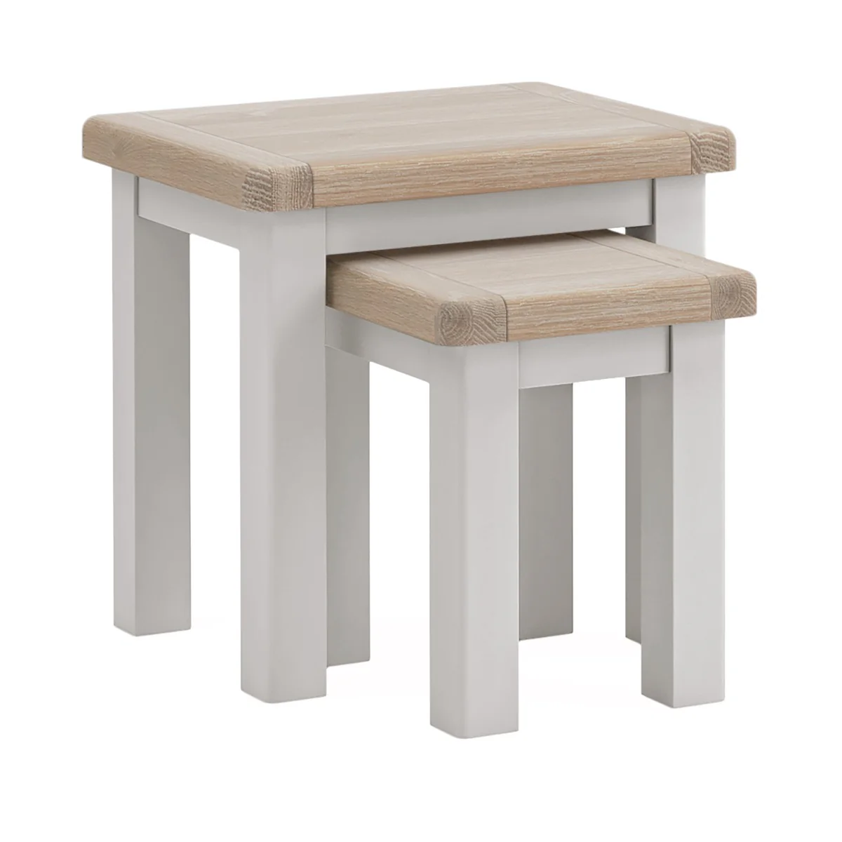 Salcombe Nest of Tables – Painted Finish with Natural Oak Tops 520mm