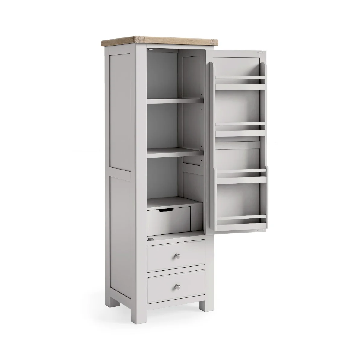 Salcombe Single Larder Unit – Painted Finish with Natural Oak Top 655mm