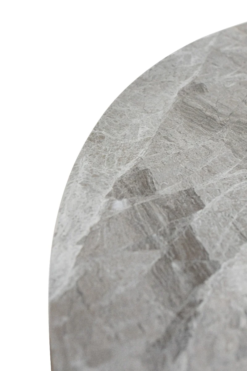 Saldini Italy Grey Stone 1.1m Round Dining Table – Marble Effect with 4 Stone PU Chairs - Image 3