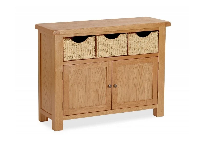 Salisbury Oak Sideboard with Wicker Storage Baskets