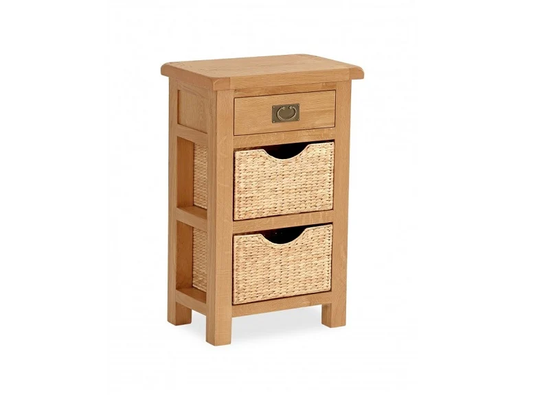Salisbury Oak Telephone Table With Baskets (PRE-ORDER FOR JULY)