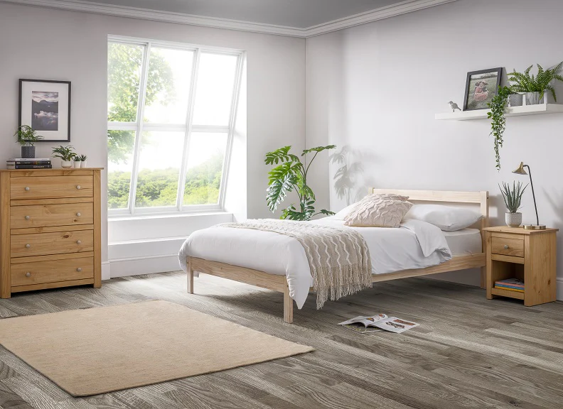 Sami 4ft6 Bed Frame – Natural Pine with Slatted Base