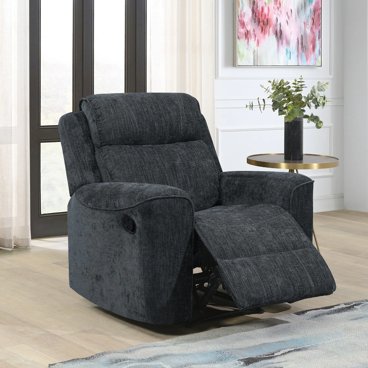 Sandhurst Recliner Chair – Dark Grey Fabric with Pocket Sprung Seat