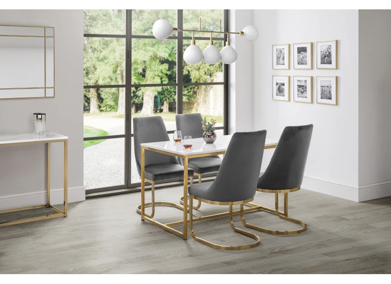 Scala Marble Effect Table & Vittoria Chair Set