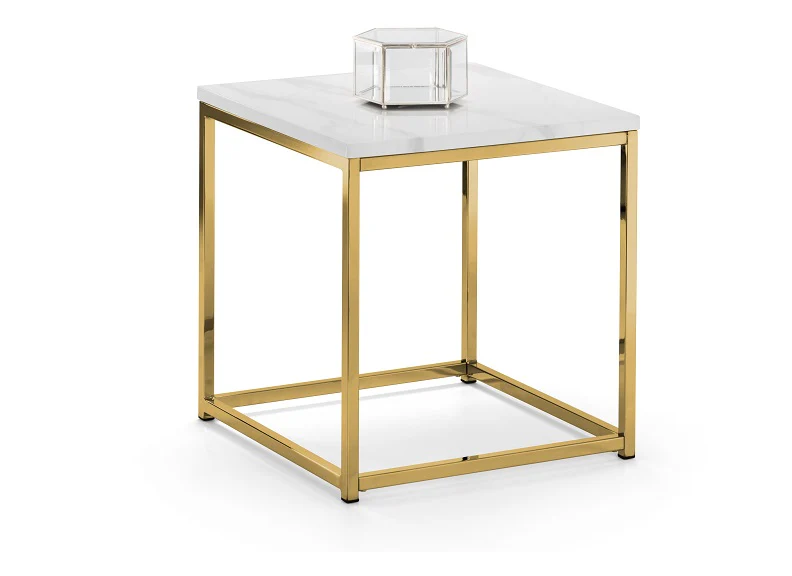 Scala Lamp Table – Marble Effect Top with Gold Frame - Image 2