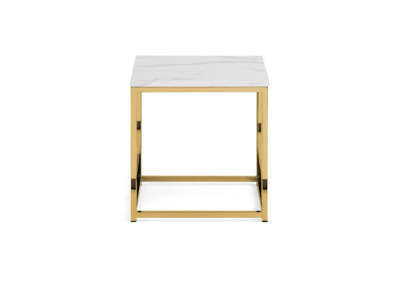 Scala Lamp Table – Marble Effect Top with Gold Frame - Image 3