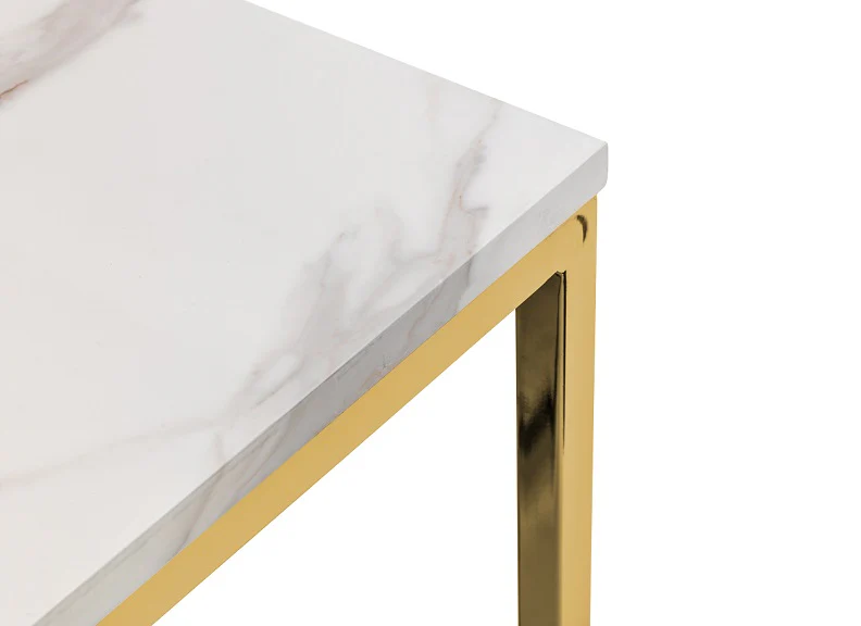 Scala Lamp Table – Marble Effect Top with Gold Frame - Image 4