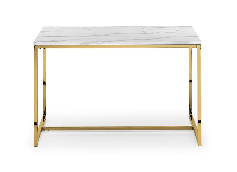 Scala Console Table – White Marble Effect Top with Gold Frame - Image 4