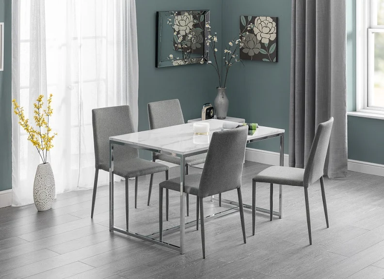 Scala White Table and 4 Jazz Dining Chairs Set