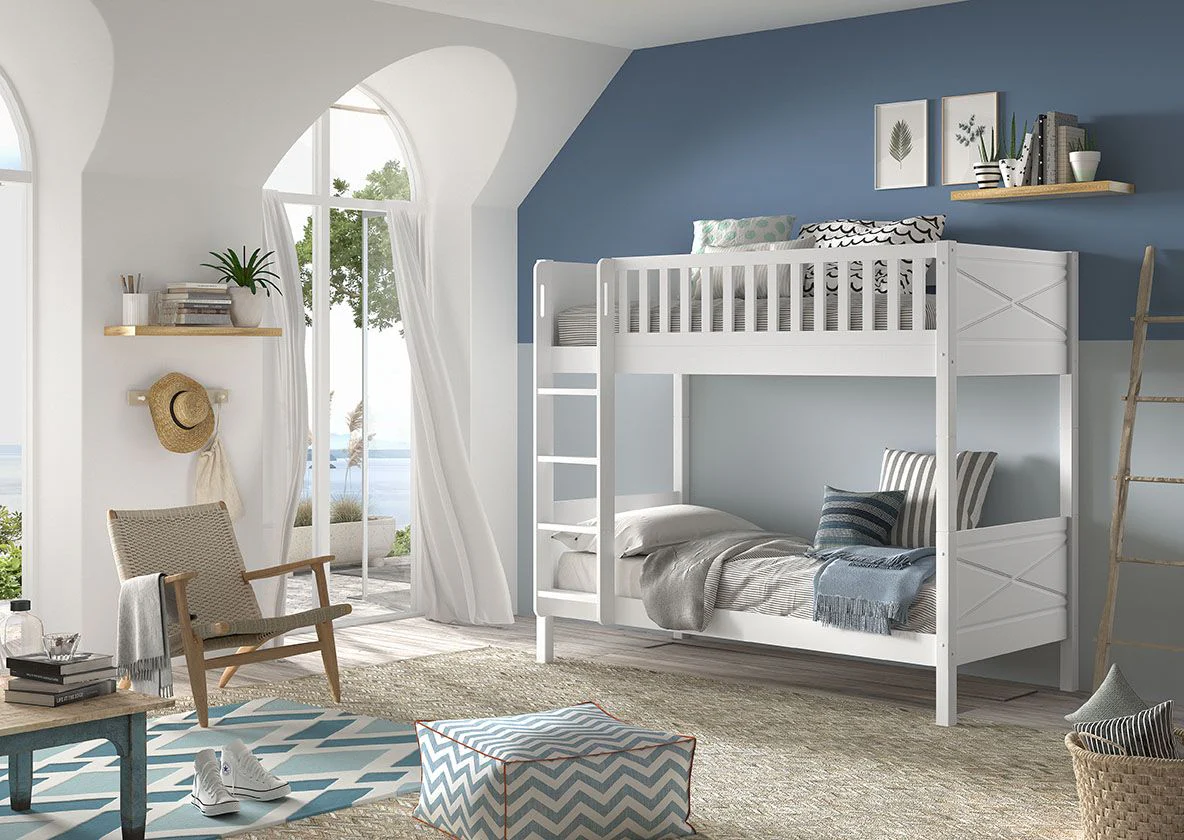 SCOTT Bunk Bed 90 x 200 cm – White Solid Pine with Space-Saving Design - Image 2