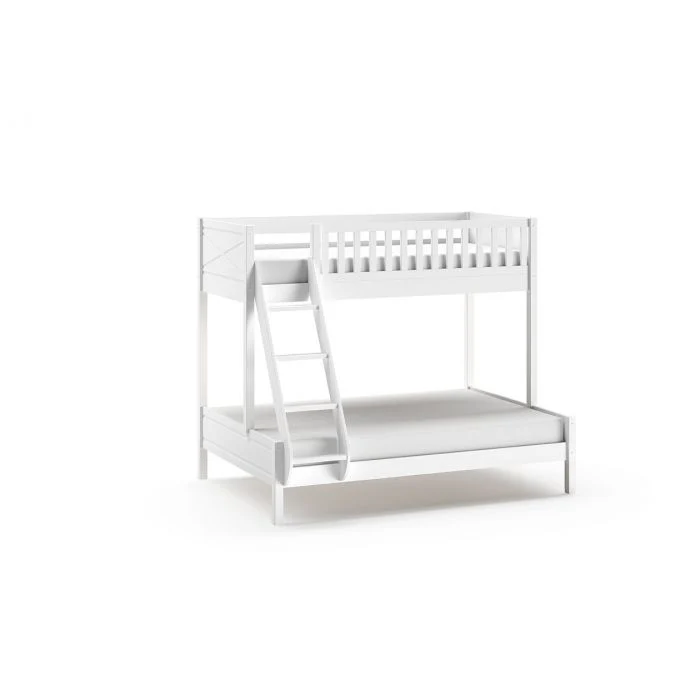SCOTT Family Bed 140 x 200 cm + 90 x 200 cm – White Lacquer with Storage Options - Image 2