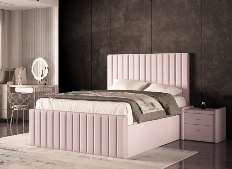Selina 3 ft Upholstered Bed – Luxury Designer Frame with Multi-Panelled Headboard