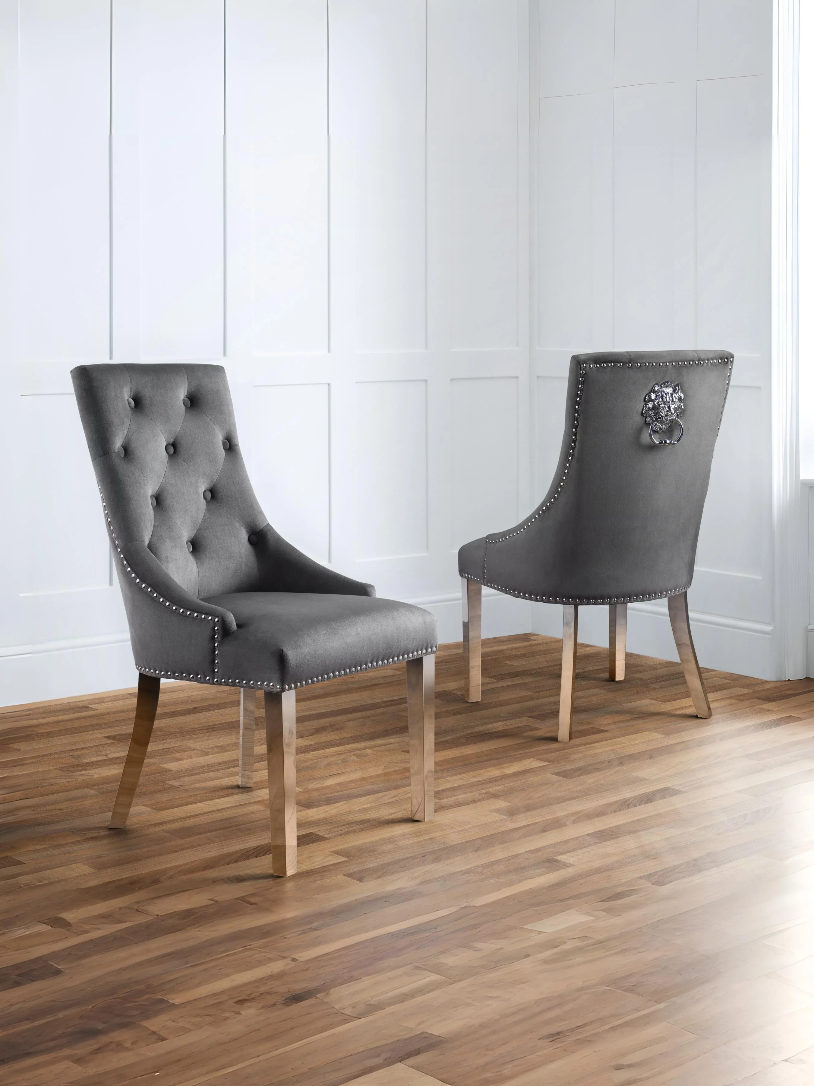 Set Of Two Gladstone Lion Head Chairs