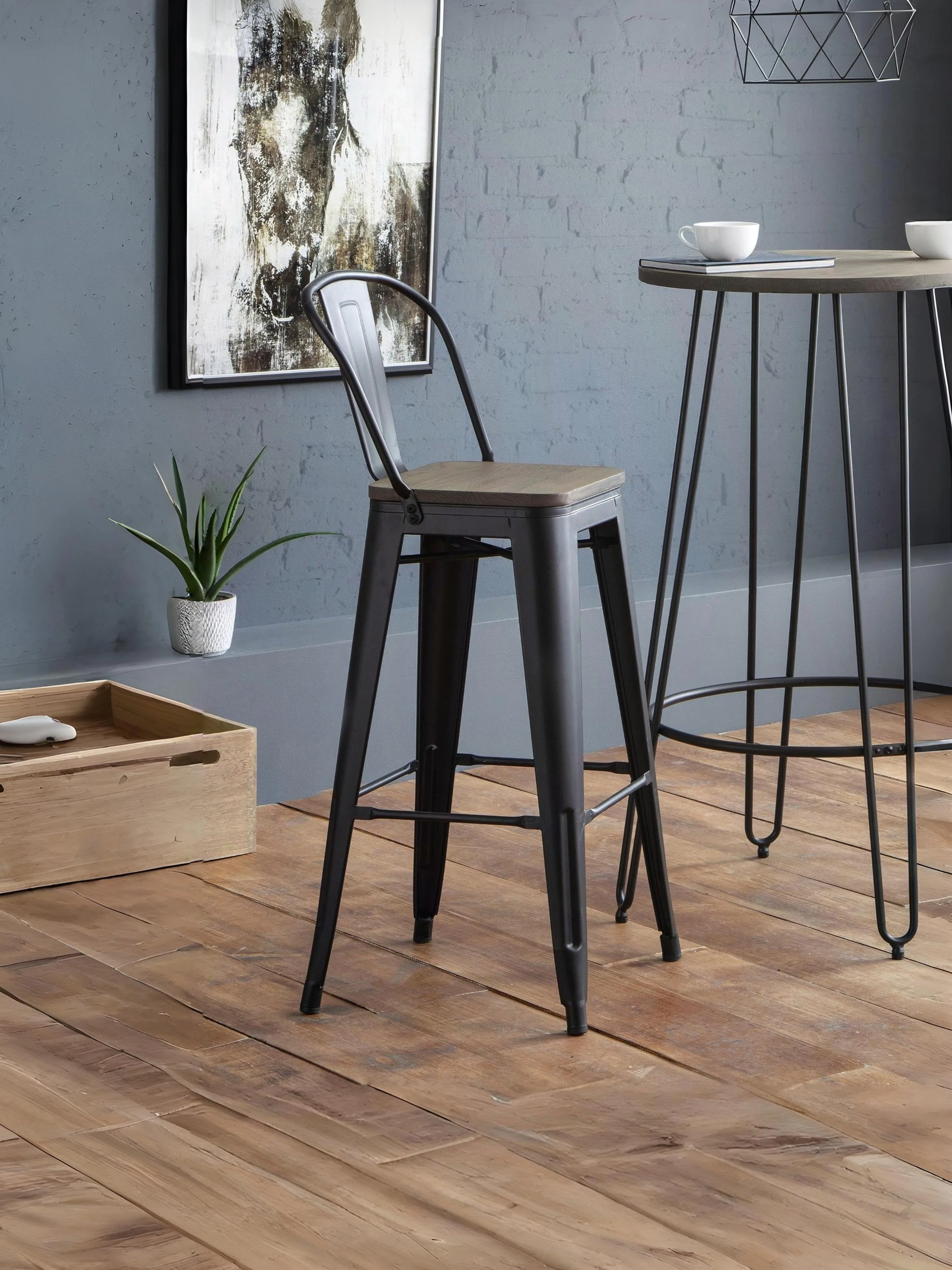 Set Of Two Grafton Metal Bar Stools